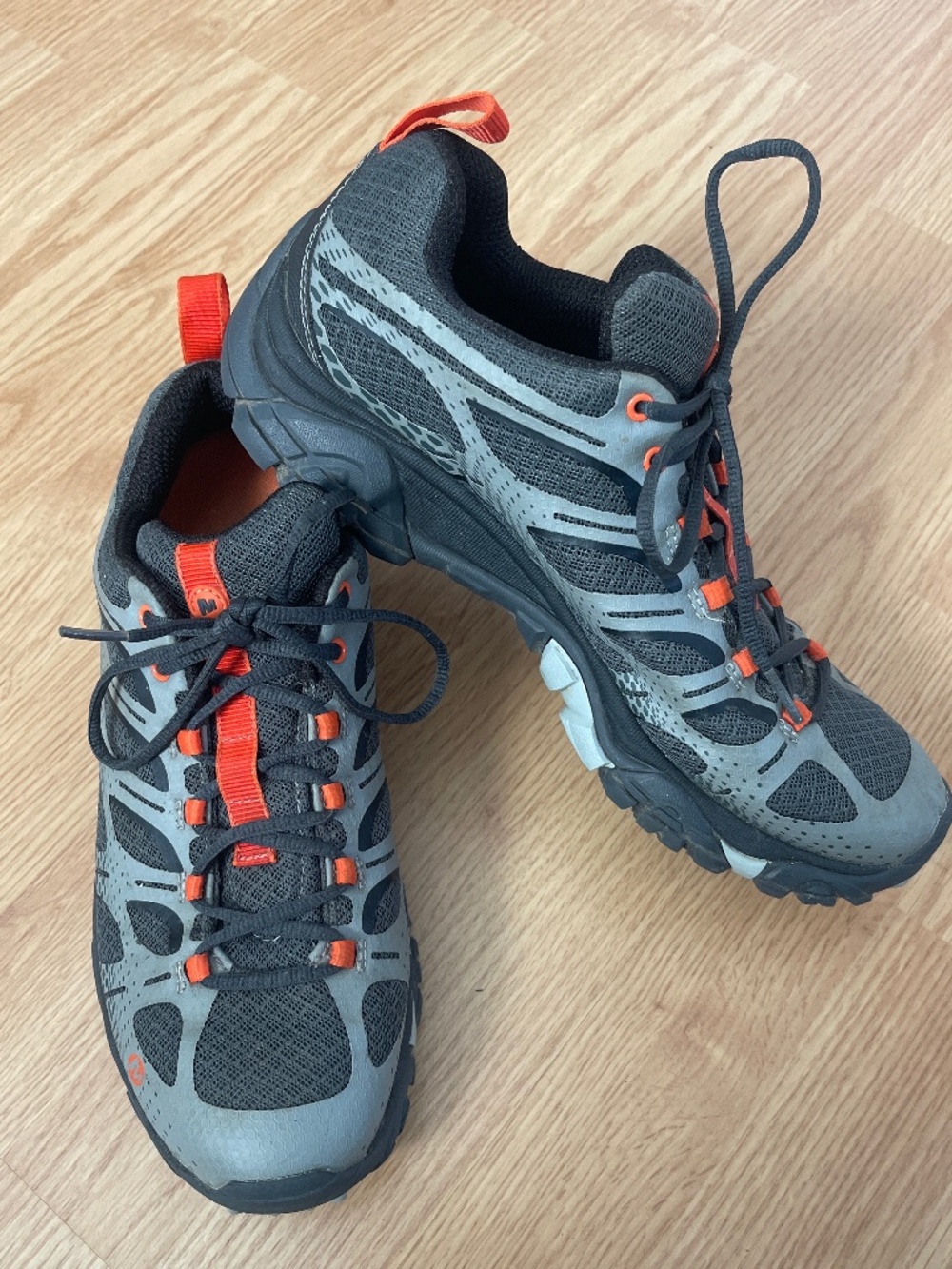 Merrell Mens Vibram Orange & Gray Outdoor Hiking Sneakers Shoes Size 9.5